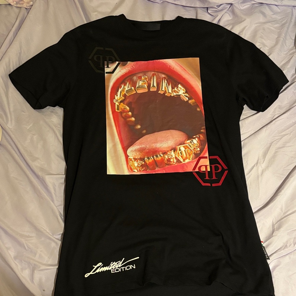 Philipp Plein Black Tee with Graphic Print
